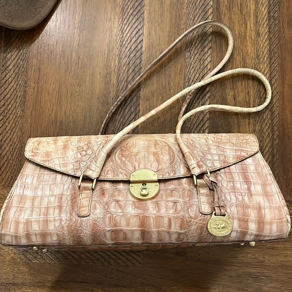 Brahmin Tan Croc-Embossed Tote